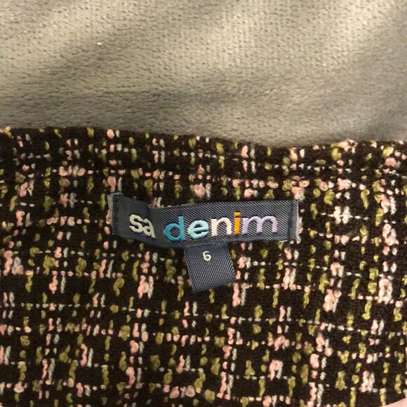 SA Denim  Tweed Blazer with Ribbon Trim Woman Size 6 Bows Office Pockets Y2K - Picture 5 of 11